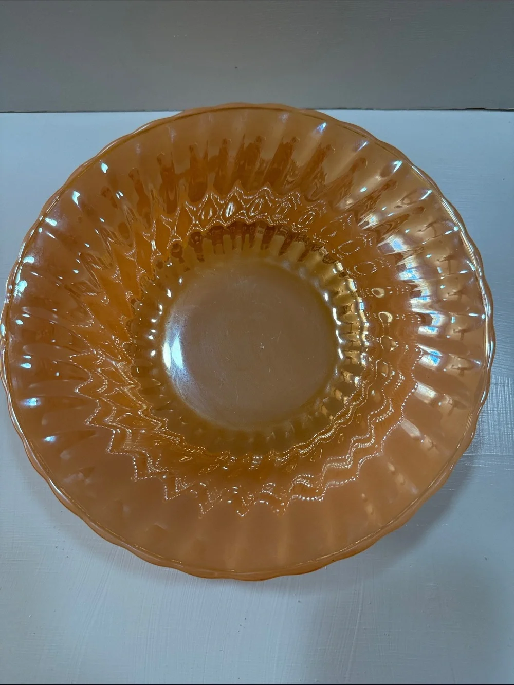 Vintage Anchor Hocking Fire King Orange Glass Serving Bowl Dinnerware